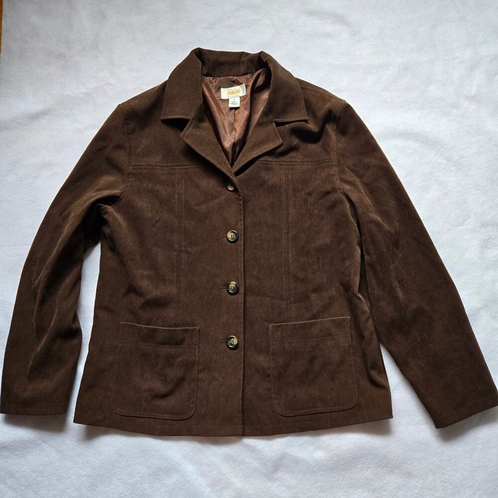 Talbots Women’s Faux Suede Jacket Chocolate Brown M READ